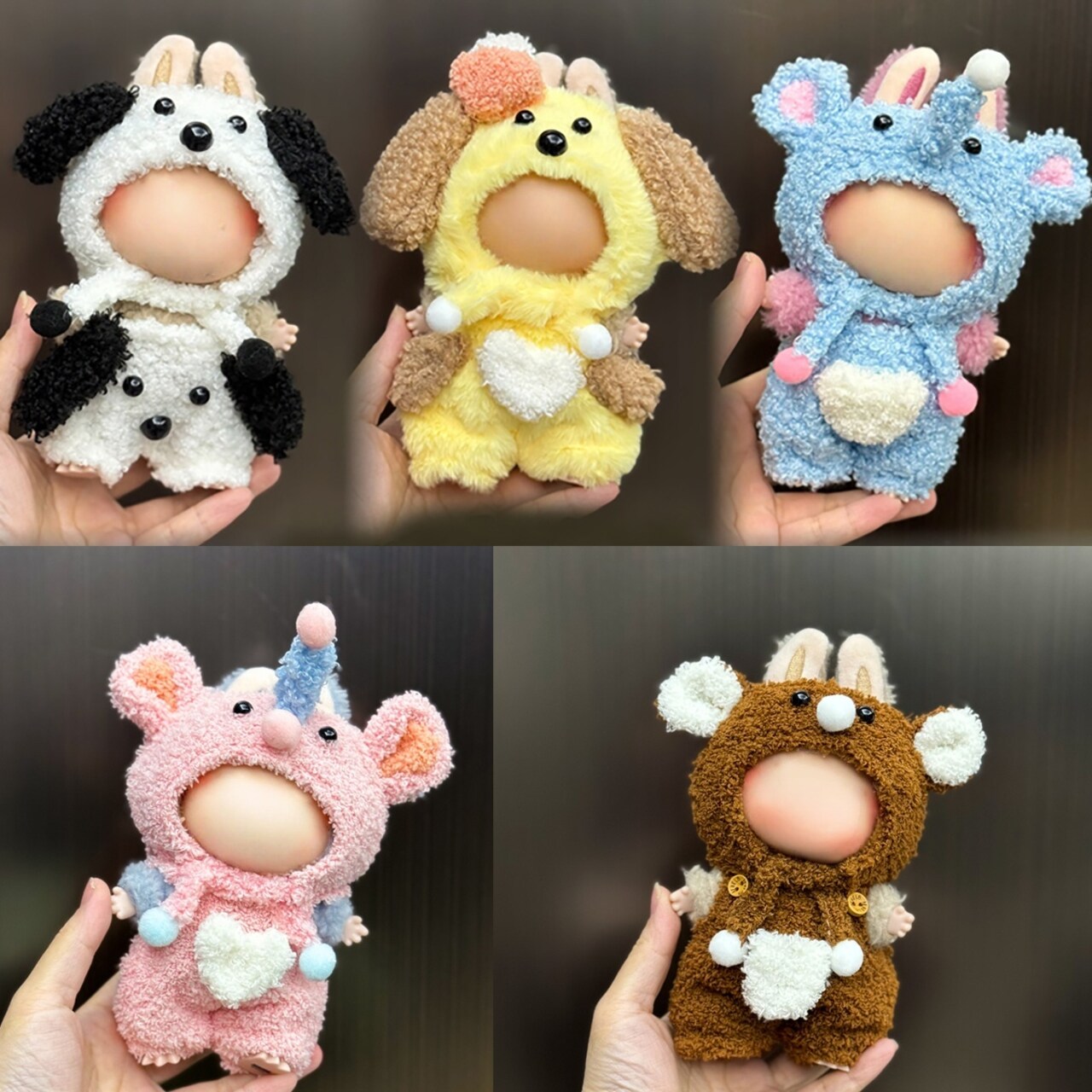 PopMartLabubu Clothes Adorable Plush Doll Clothes Set - Various Animal Styles (No Doll Included)